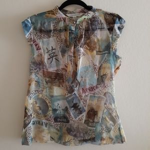 Diane Von Furstenberg Safari Silk top sz 10